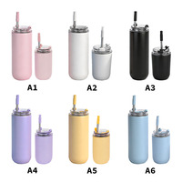 Mini-gobelet de voyage isotherme à double paroi en acier inoxydable avec logo personnalisé, 280 ml, 480 ml, avec paille, pour café coréen, OEM