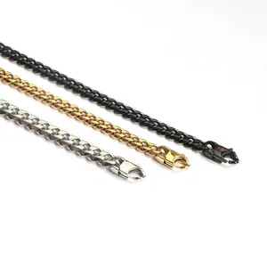 Hochwertige Edelstahl Diamant schliff schwarz/Gold/Silber kubanische Glieder kette Halskette für Männer Vintage Schmuck