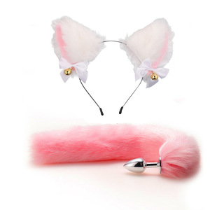 Conjunto Erótico de Dos Piezas con Diseño de Gato Adorable, Tapón Anal Metálico de Cola Larga, Lazo para el Cabello, Accesorios para Juegos de Rol BDSM y Juguetes Sexuales - Product Image 5