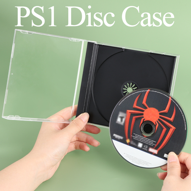 YUZMEI Black PS1 Case Packaging Games Disc Protective Storage Cover CD Jewel Cases for PlayStation 1 Replacement Game Case