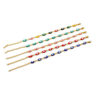 BS2027 Oro Placcato In Acciaio Inox Arcobaleno Smalto di Vetro occhi il male Spirituale del braccialetto A Catena, di Fatima Mano di Hamsa del Braccialetto di Fascino - Product Image 3