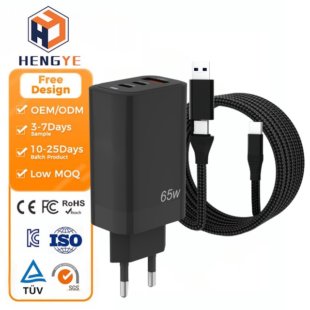 Universal Travel Multi-Port USB-C PD 3.1 Fast Charger 65W GaN Power Adapter with Foldable Design for Smartphone & Laptop