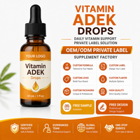 Gouttes liquides multivitaminées OEM ADEK pour enfants pour la santé osseuse, complément de vitamines D3 K2 avec E pour la croissance et le développement