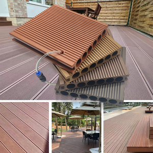 Sáu lỗ tròn rỗng kỹ thuật tầng hai mặt rãnh WPC Gỗ Tếch <span class=keywords><strong>decking</strong></span> ván cho mái sân thượng - Product Image 5