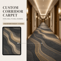Moquette mur à mur en rouleau à poils coupés pour couloir d'hôtel, en nylon 12 mm, tissée en largeur, sur mesure pour projet