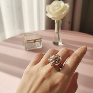 IGI Certified Elegant Rose Gold Lab Grown <b>Man</b> Made Diamond <b>Rings</b> Stylish Design for Ladies - Product Image 3