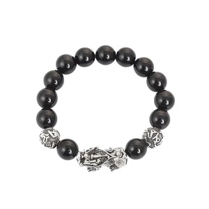 Bracelet tendance pour homme en pierre œil de tigre, perles Bouddha, six caractères de la vraie parole, obsidienne vintage, trésor de la petite fée, ornements en argent - Product Image 6