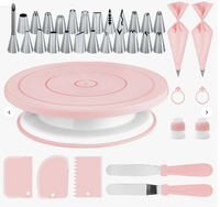Kit de décoration de gâteaux écologique, ensemble de 36 outils en acier inoxydable, plateau tournant, douilles à pâtisserie, spatules à glaçage, grattoirs