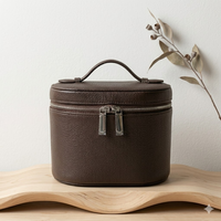 Trousse de Maquillage Cylindrique en Cuir PU, Organisateur de Toilette Étanche, Trousse de Voyage de Luxe, Boîte de Rangement Cylindrique pour Cosmétiques