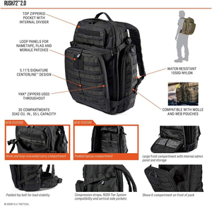 <span class=keywords><strong>Mochila</strong></span> negra ultraligera de <span class=keywords><strong>45</strong></span> <span class=keywords><strong>litros</strong></span> 1000D de nailon balístico táctico stealthop para hombres con correa para la cintura - Product Image 6