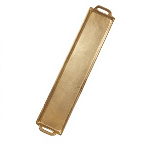 Bandeja de lujo para servir platos con asas, acabado dorado, decoración de mesa, bandejas metálicas decorativas, bandeja grande de exhibición para restaurantes - Product Image 1