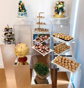 Hình Vuông Trong Suốt Tráng Miệng Hoa Chiếu Sáng Đạo Cụ Đám Cưới Tiệc Tùng Acrylic Cột Trang Trí Sân Khấu Trung Tâm Cột Pha Lê Có Thể Gập Lại - Product Image 6