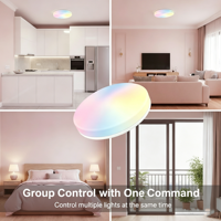 Plafonnier LED intelligent RGBCW 2000LM IP20 Tuya WiFi pour contrôle par application Alexa Google Assistant, intensité variable pour la maison