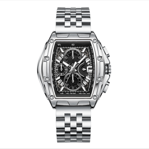 Montre à quartz multifonctionnelle chronographe squelette étanche, montre à quartz tendance pour homme, style jeune et décontracté - Product Image 1