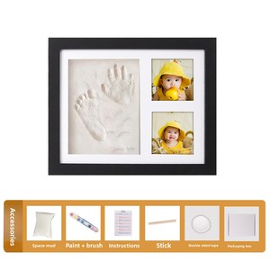 Cadre <span class=keywords><strong>photo</strong></span> personnalisable pour empreintes de mains et de pieds de bébé, présentoir de table fait main pour bébé, <span class=keywords><strong>couple</strong></span>, animal de compagnie, boîte à souvenirs en bois personnalisable - Product Image 5