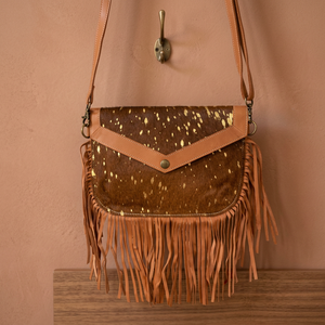 BS INTERNATIONAL Genuine Brown Leather Women's Clutch Luxury Waterproof Water Resistant Shoulder Handbag Animal <b>Print</b> Embroidery - Product Image 4