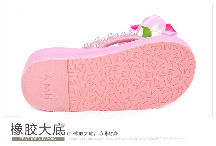 Fashion ladies flower rose upper female shoes anti- slip thick platform casual flip flops sandals for women