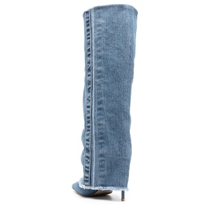 Talon haut Jean plier sur 2023 nouveautés Denim <span class=keywords><strong>au</strong></span>-<span class=keywords><strong>dessus</strong></span> <span class=keywords><strong>du</strong></span> <span class=keywords><strong>genou</strong></span> <span class=keywords><strong>bottes</strong></span> hautes dames taille 46 femmes chaussures - Product Image 3