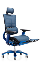 Chaise de bureau ergonomique à dossier haut laqué bleu Chaise en maille élévatrice au design moderne Maille en tissu tournante inclinable