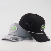 Casquettes de golf et de baseball personnalisées OEM BSCI en PVC avec logo coloré, en tissu Oxford Dobby Argyle, imperméables, découpées au laser, perforées, avec boucle en cuivre doré