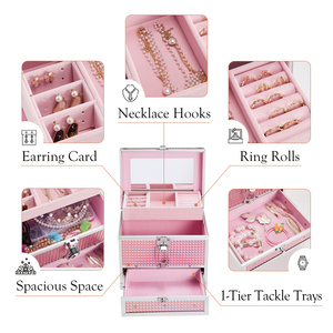 Portable <b>Makeup</b> Box with Mirror Lockable Cosmetic Organizer <b>Case</b> with Drawers Large Capacity Organizer for Jewelry Cpsmetic - Product Image 3