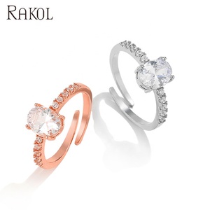 <span class=keywords><strong>Bague</strong></span> de mariage réglable RAKOL RP2157 de luxe plaquée or avec moissanite grande ovale pour femme, idéale pour les fêtes et mariages, en stock - Product Image 5