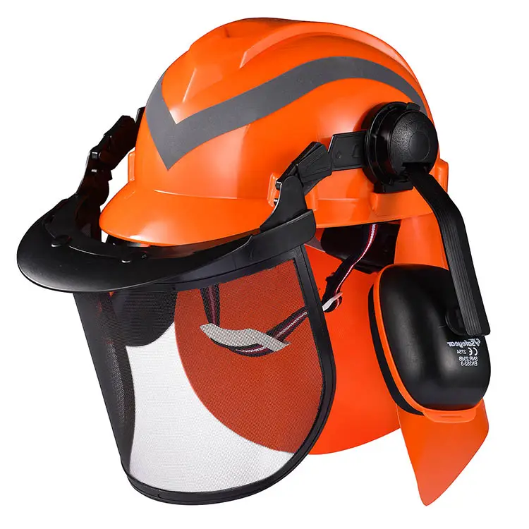 Full Face Protective ABS Safety Helmet With Visor Sun Shade, ABS Safeti Hard Hat for Construction Industrial Forestry Chainsaw
