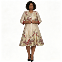 Ensemble de robe de cérémonie en tissu brocart avec motif unique, grande taille, au design magnifique