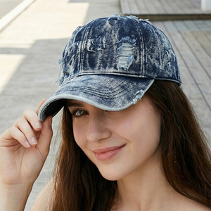 Gorra de Béisbol de Mezclilla Lavada Estilo Vintage, Gorra Retro Desgastada Tipo Dad Hat con Logotipo Bordado Personalizado - Product Image 2
