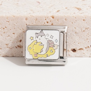 Nuevas llegadas: Pulsera italiana popular con dijes de gato, de acero inoxidable, con dijes de gato, dijes italianos - Product Image 4