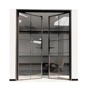 Born Doors And Windows Aluminum Black Aluminum Alloy Frame Double Tempered Glass Indoor Living Room Casement Door