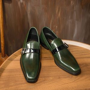 Chaussures pour hommes en cuir véritable de vachette, décontractées, respirantes, imprimées, à bout pointu, plates, formelles, mocassins, chaussures pour hommes - Product Image 2