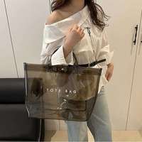 Tas Pantai Fashion PVC Transparan Berwarna Jelly dengan Pengait, Tas Belanja Tahan Air, Tas Travel, Logo Dapat Disesuaikan, OEM
