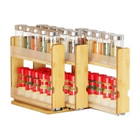 SpaceAid Étagère à épices rectangulaire à double niveau en bambou, coulissante, robuste, 7,6 pouces de large, 9,6 pouces de haut, 3 tiroirs