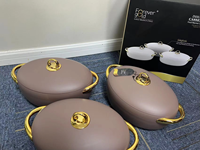 Ensemble de 3 casseroles isothermes 2L + 2,5 L + 3L avec réservoir intérieur en acier inoxydable Ensemble de 3 chauffe-plats thermiques