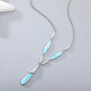 Collar de Larimar de Plata de Ley 925 auténtico abrazando la piedra textura única y brillo azul - Product Image 4