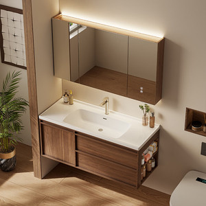 New bathroom cabinet antique style ceramic integrated basin <b>side</b> storage washbasin cabinet combination - Product Image 5