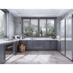 Ensemble d'armoires de cuisine de style américain sur mesure en bois de noyer, porte shaker, designs d'armoires de cuisine classiques en bois massif sur mesure - Product Image 5