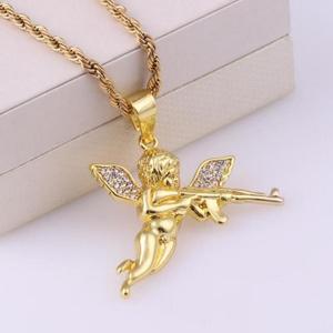 Collar de Lujo Vintage con Colgante de Ángel con Alas para Hombre, Color Dorado, Cadena Larga, Amuleto Masculino para Sesiones Fotográficas, Cupido, <span class=keywords><strong>Dios</strong></span> del Amor, Ideal para Regalo - Product Image 5