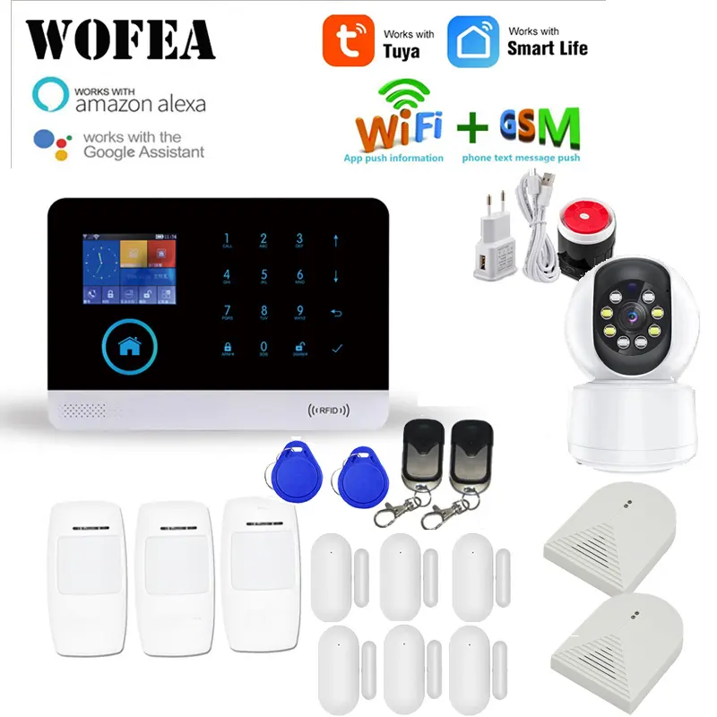 Tuya Smart Life ouch tastiera WIFI 4G GSM sistema di allarme casa antifurto di sicurezza di lavoro con sensore di porta rilevatore di movimento e macchina fotografica