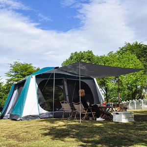 Grande tente Oxford double couche quatre saisons, imperméable, épaissie, deux chambres, un salon, pour 6-8 personnes, camping - Product Image 3
