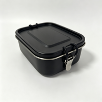Offre Spéciale – Boîte à lunch 800 ml 16 cm en acier inoxydable 304 avec boucle en silicone, couvercle en acier inoxydable, un compartiment, compatible lave-vaisselle