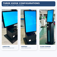 Kiosque de libre-service pour hôpital, terminal interactif à écran tactile avec lecteur de codes-barres et scanner de passeport, sur pied