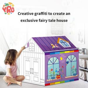 Casa de juegos de juguete <span class=keywords><strong>para</strong></span> interiores/exteriores DIY con dibujo de garabatos, tienda de juegos <span class=keywords><strong>para</strong></span> niños, casa de juegos de cartón de tela colorida <span class=keywords><strong>para</strong></span> diversión creativa - Product Image 5