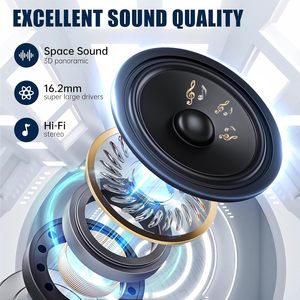 Écouteurs sportifs TRAUSI pour Bluetooth, 50 heures d'autonomie, son stéréo sans fil, étanches IPX7, écouteurs ouverts, affichage numérique de la batterie - Product Image 2