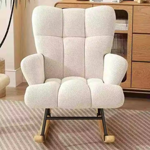 Sillón Reclinable Moderno con Asiento de Terciopelo Blanco, Estructura Resistente y Duradera, Sillón de Salón con Respaldo Alto, Sillón Mecedora de Ocio - Product Image 4