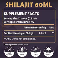 Gouttes liquides de résine de Shilajit riches en acide fulvique et multi-minéraux pour soutenir la vitalité, la concentration et l'immunité – Supplément orale végétalien en tincture