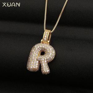 Collana Personalizzata con Iniziale Alfabetica 3D in Acciaio Inossidabile con Design a <span class=keywords><strong>Lettera</strong></span> a Bolla e Zirconi Cubici Effetto Ghiaccio - Product Image 4