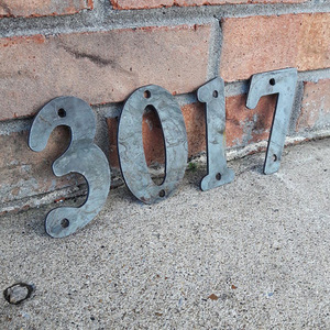 Metal House <b>Numbers</b> With Mounting Holes Industrial Style Building Plaques Handmade <b>Iron</b> Door Address Signs - Product Image 2