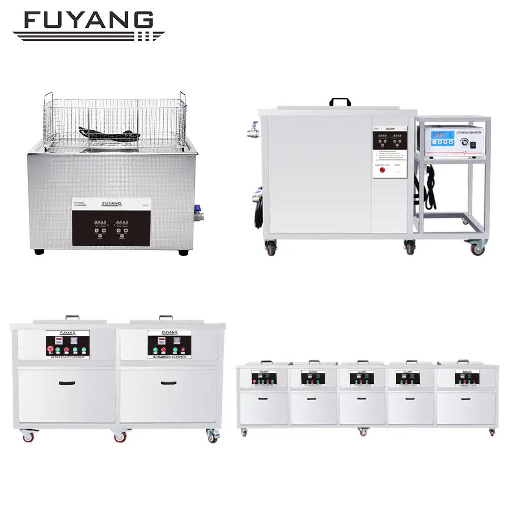 Limpador ultrassônico 1.3-360l, limpador industrial fuyang com aquecedor e temporizador